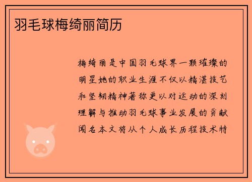 羽毛球梅绮丽简历