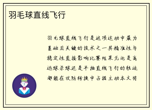 羽毛球直线飞行